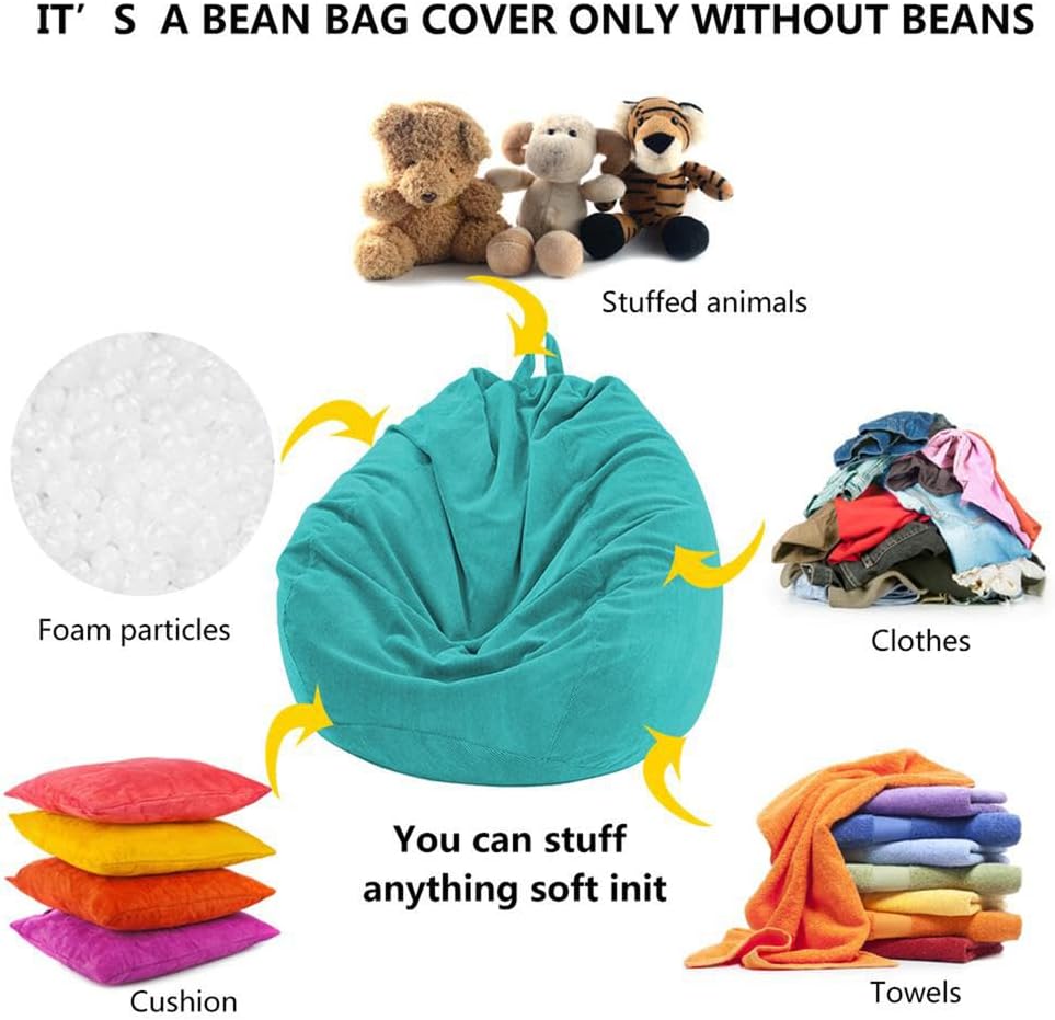 Bean Bag Chair Cover for Kids(No Filler) Premium Flannel Lounger Furniture for Kids Teens and Adults Indoor Lazy Lounger Solid,Dark Blue,70 * 80cm