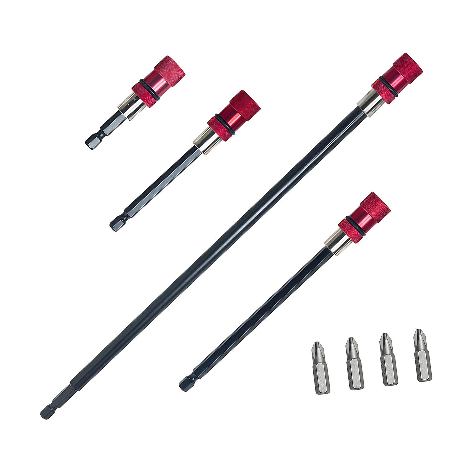 Multipurpose Socket Extender Set Including 4 Rod and 8 Adapters for Drill Mechanics and DIYer Various Tasks Port Extension Set