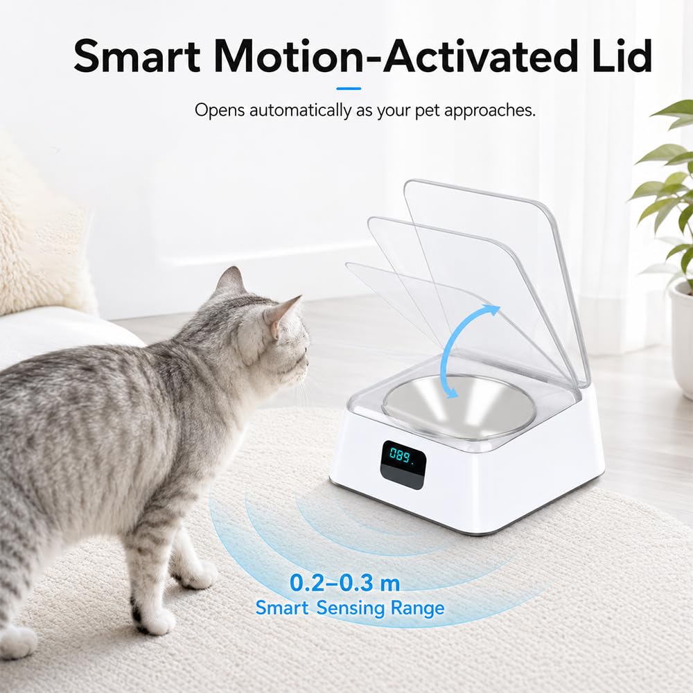 Dispenser Crocchette Gatto Umido Automatico, 350ml Distributore Automatico Cibo Gatti con Sensore a Infrarossi Intelligente Distributore Cibo Gatti Automatico per Alimenti Secchi che Umidi
