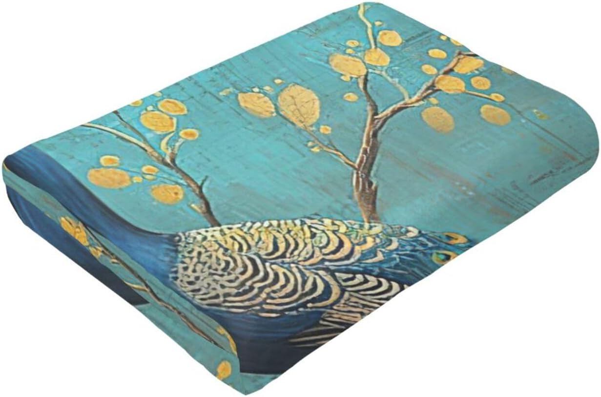 Peacock Blanket for Girl Woman Teal Peacock Throw Blanket Peacock Stuff Decor Merch Cozy Flannel Soft Warm Plush Lightweight Bedding Peacock Gifts for Boys Man Sofa Bedding Couch 80"X60"