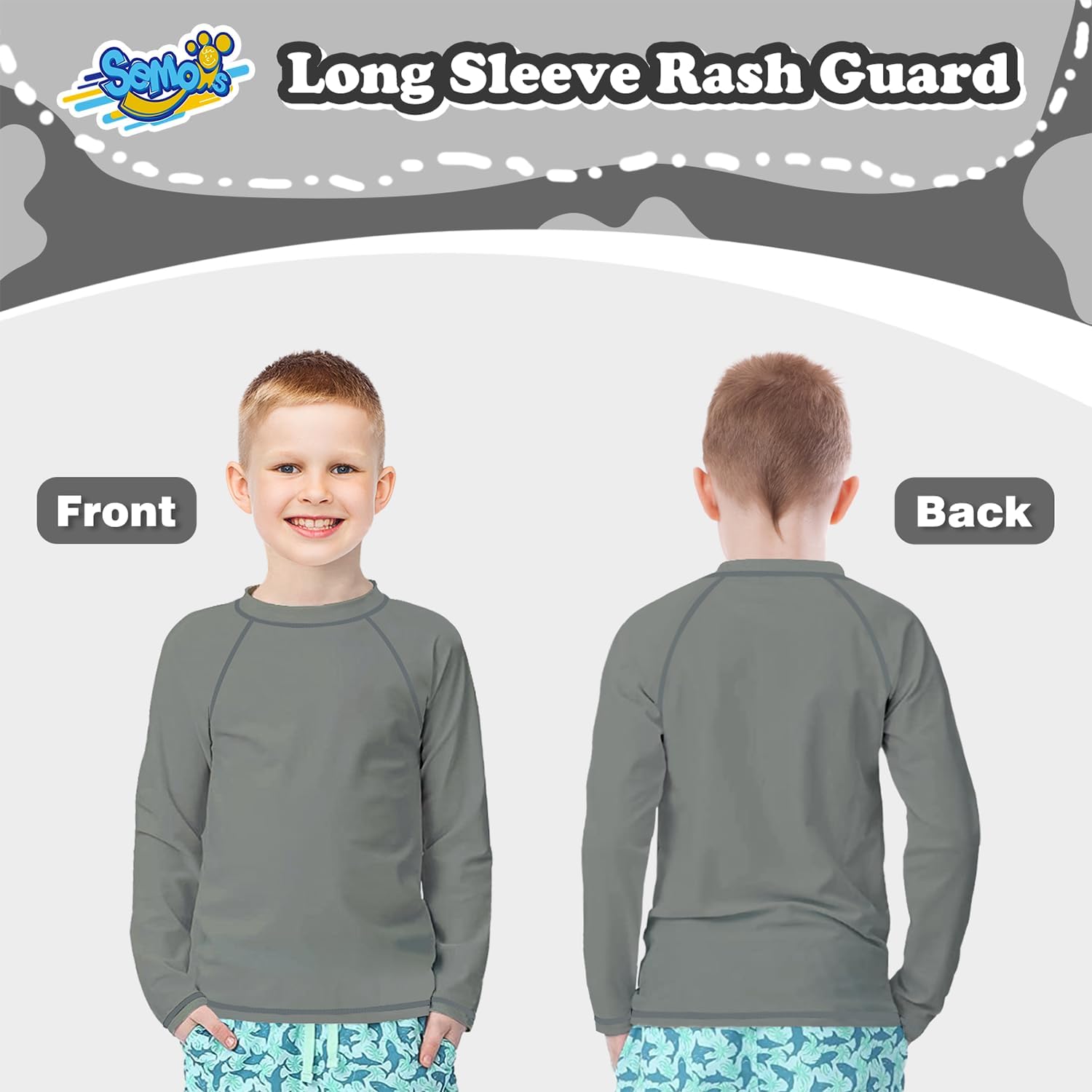 Boys' Rash Guard Long Sleeve UPF 50 Sun Shirts for Toddler Kids Rashguard Water Swimming - Image 3
