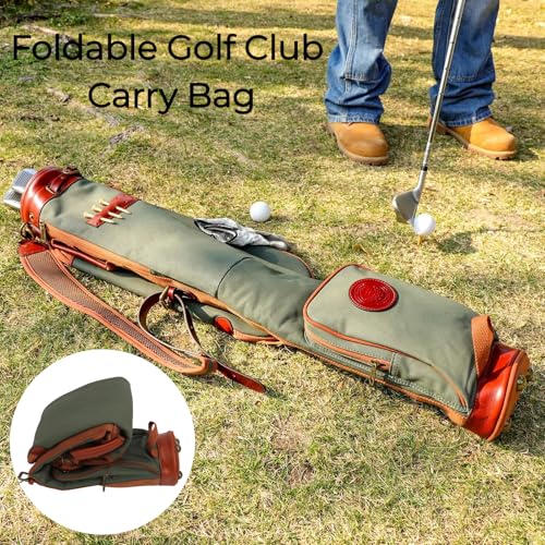 TOURBON Canvas and Leather Golf Bag