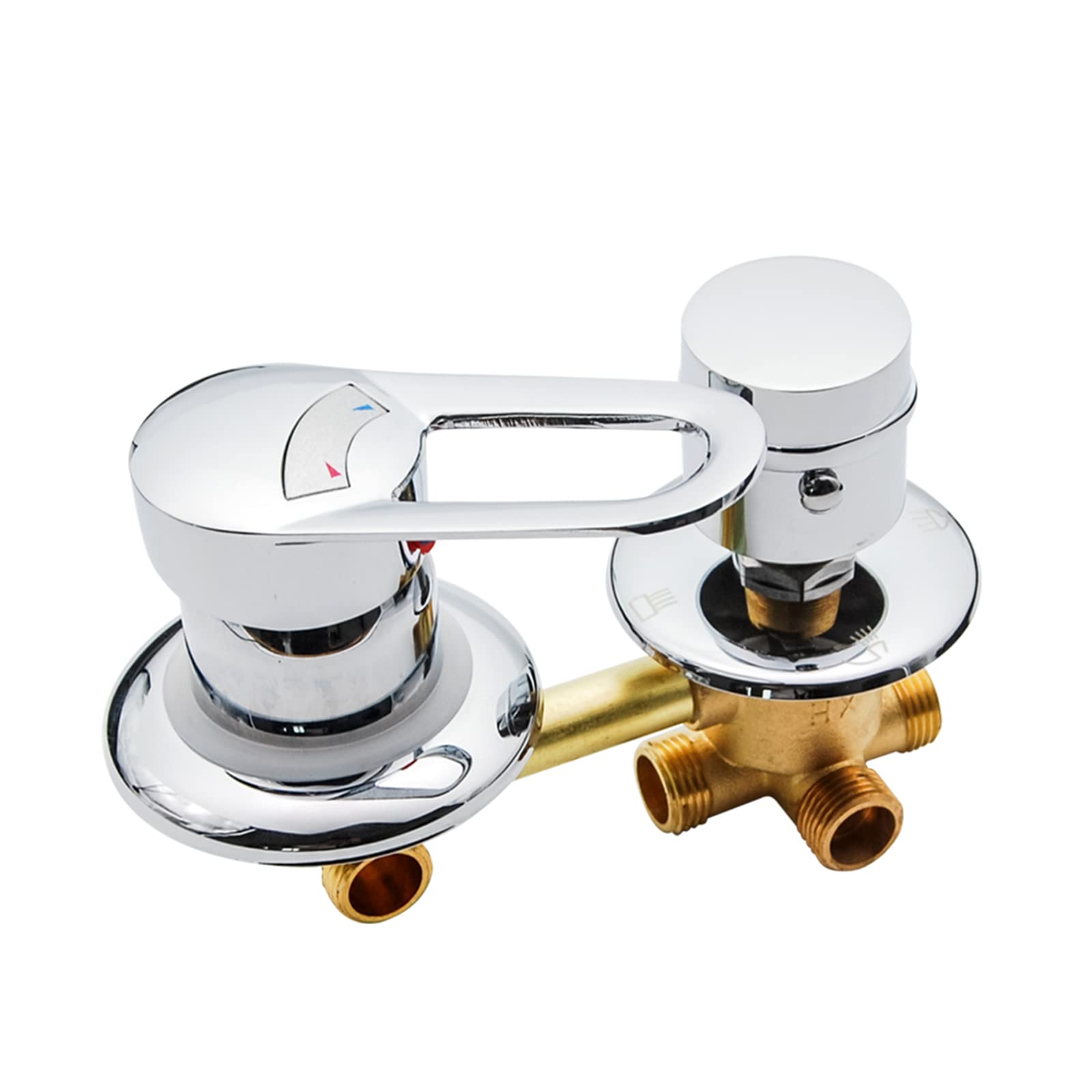 ZYCHSJXA 3-Way Shower Diverter Faucet Mixer, Cold & Hot Water Valve, 10cm/12.5/14.5cm Installation, Ceramic Cartridge, Bathroom Tap for Easy Switching