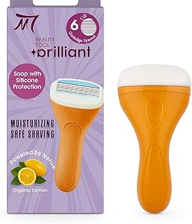 ماكينة حلاقة بريليانت الآمنة، 6 شفرات، مع حماية السيليكون، برائحة الليمون