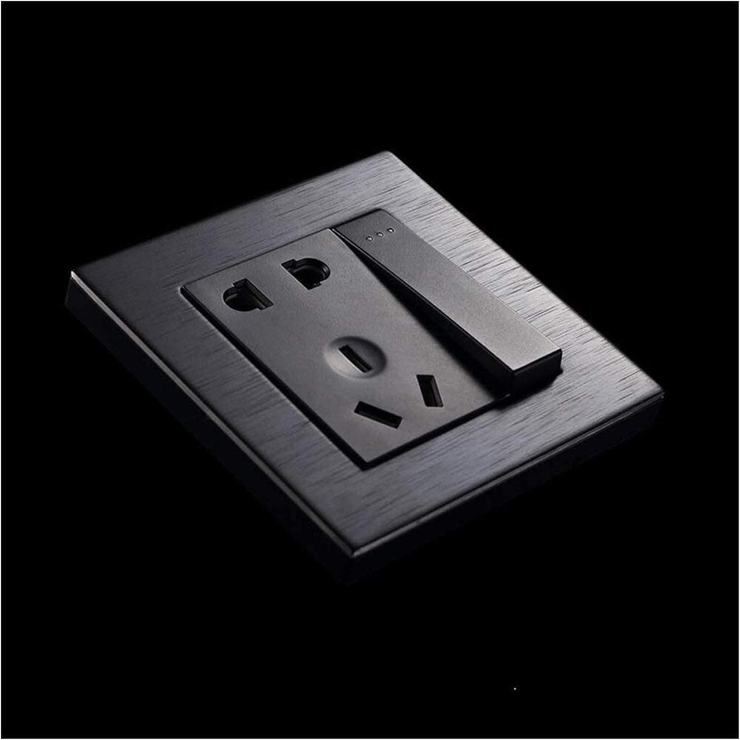 Interruptor, interruptor de palanca, panel acero inoxidable negro estilo loft(1 Gang 5 Holes)