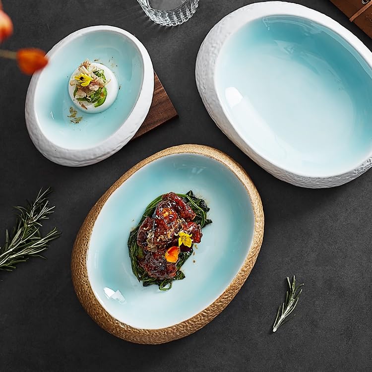 Talerze obiadowe chińskie ceramiczne talerze do naczyń o nieregularnych kształtach, zimne naczynia, hotel restauracja klub deser zastawa stołowa kuchnia salaterka