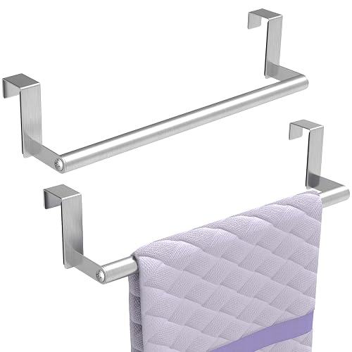 STWWO Kitchen Towel Holder for Cupboard (Brushed Nickel), 2 Pack