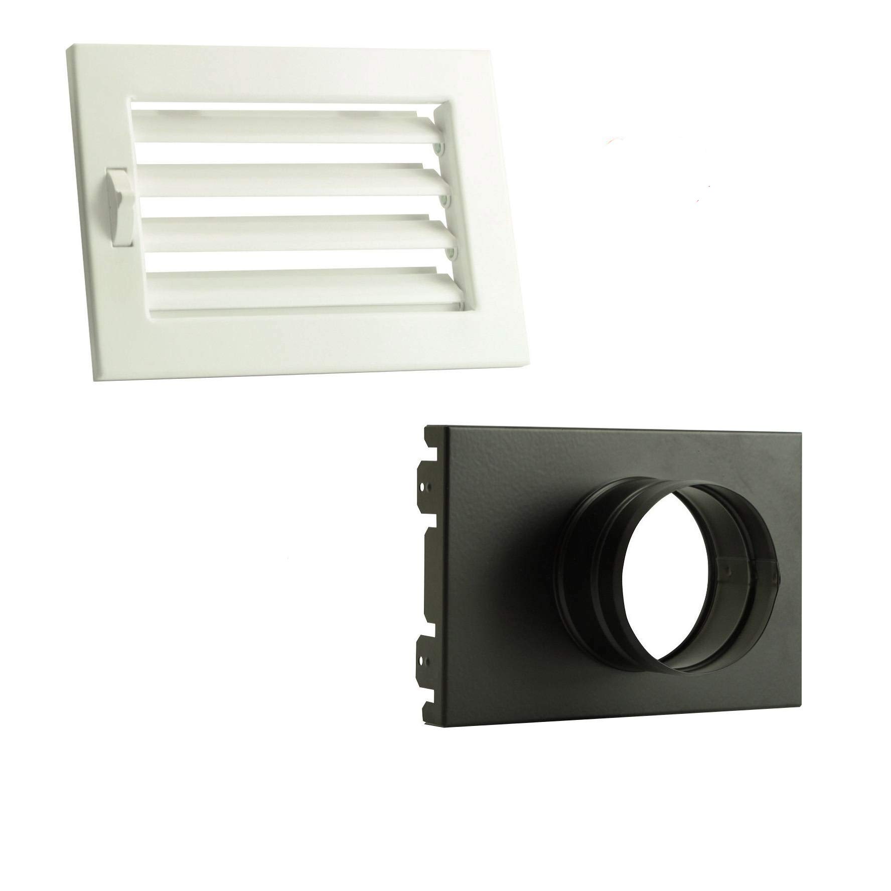 Rejilla de ventilación New Model 24 x 17 cm, blanca, diámetro 100 cm, ajustable con persiana para chimenea