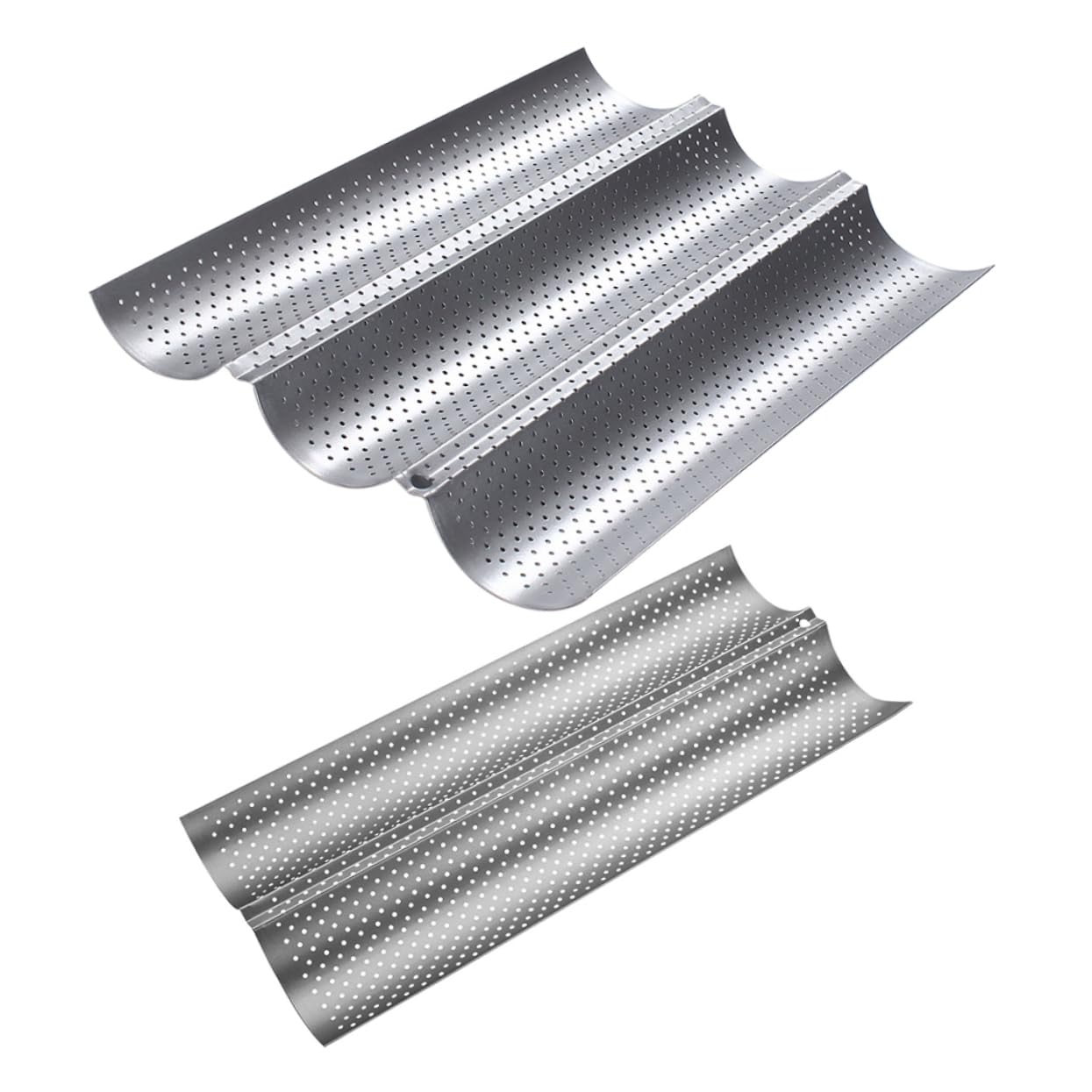 IMIKEYA 2 Moldes para Hornear Pan Tipo Baguette de Acero Inoxidable Revestimiento Antiadherente, Fácil de Almacenar, Ideales para Cocina Casera y Panadería