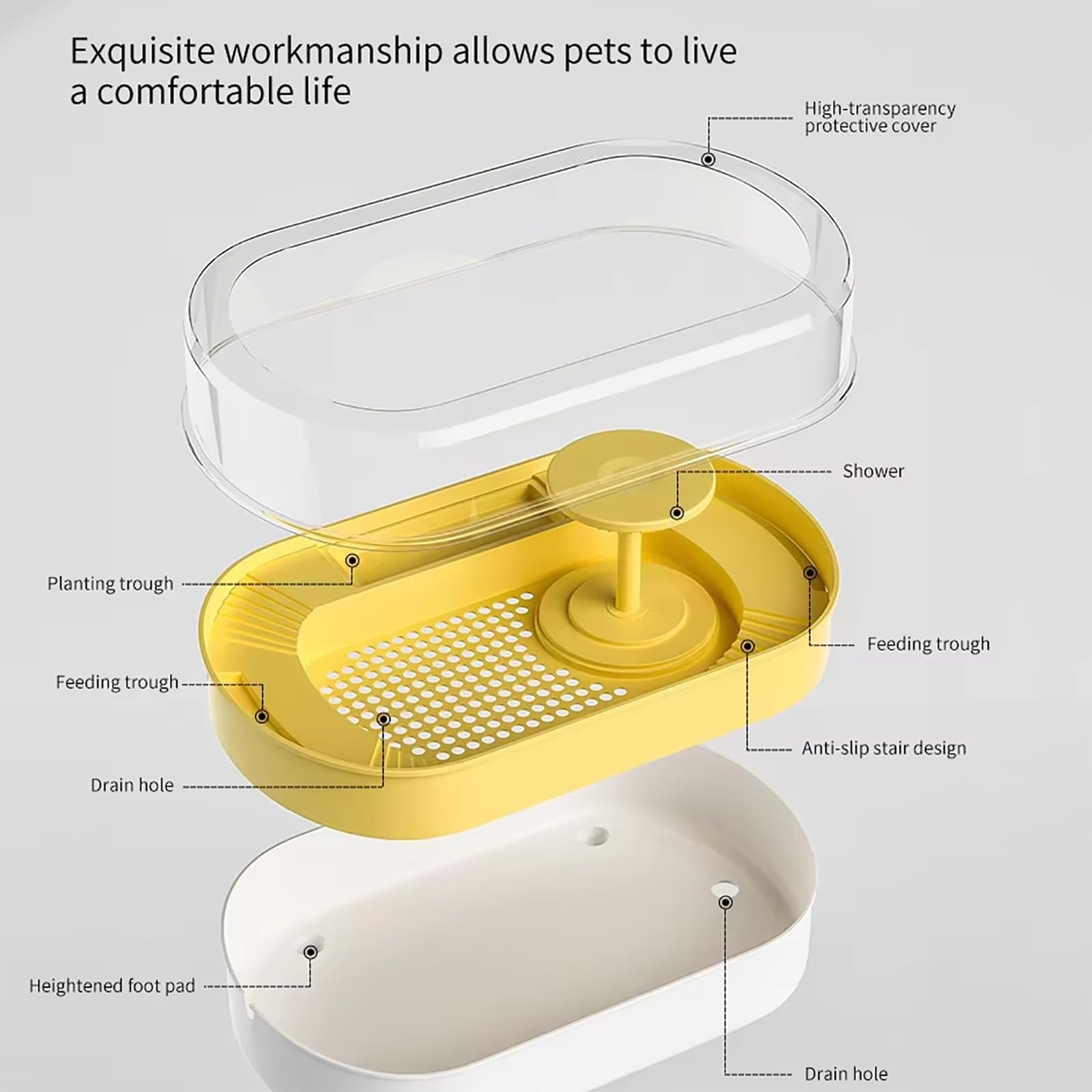 Kit De Inicio para Acuario De Tortugas, con Estructura De Drenaje Inferior Y Diseño Antiescape, Material Resistente Y Duradero, Ideal para Tortugas Y Cangrejos Ermitaños