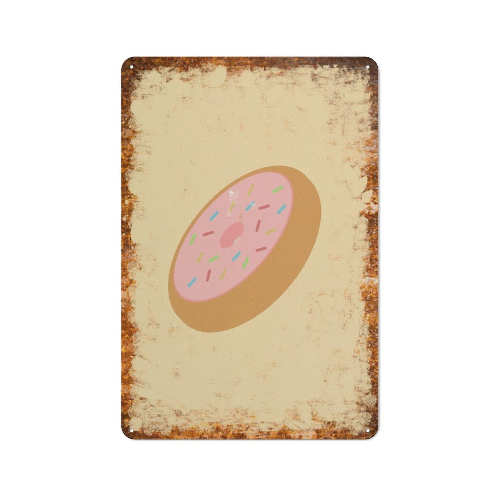 peiyeety Metal Tin Sign Sprinkled Donut Pattern Vintage Rustic Wall Art Kitchen Bathroom Bedroom Living Room Cafe Farmhouse Entryway Office Garage Home Bar Laundry Room Porch Patio 6x8 Inch