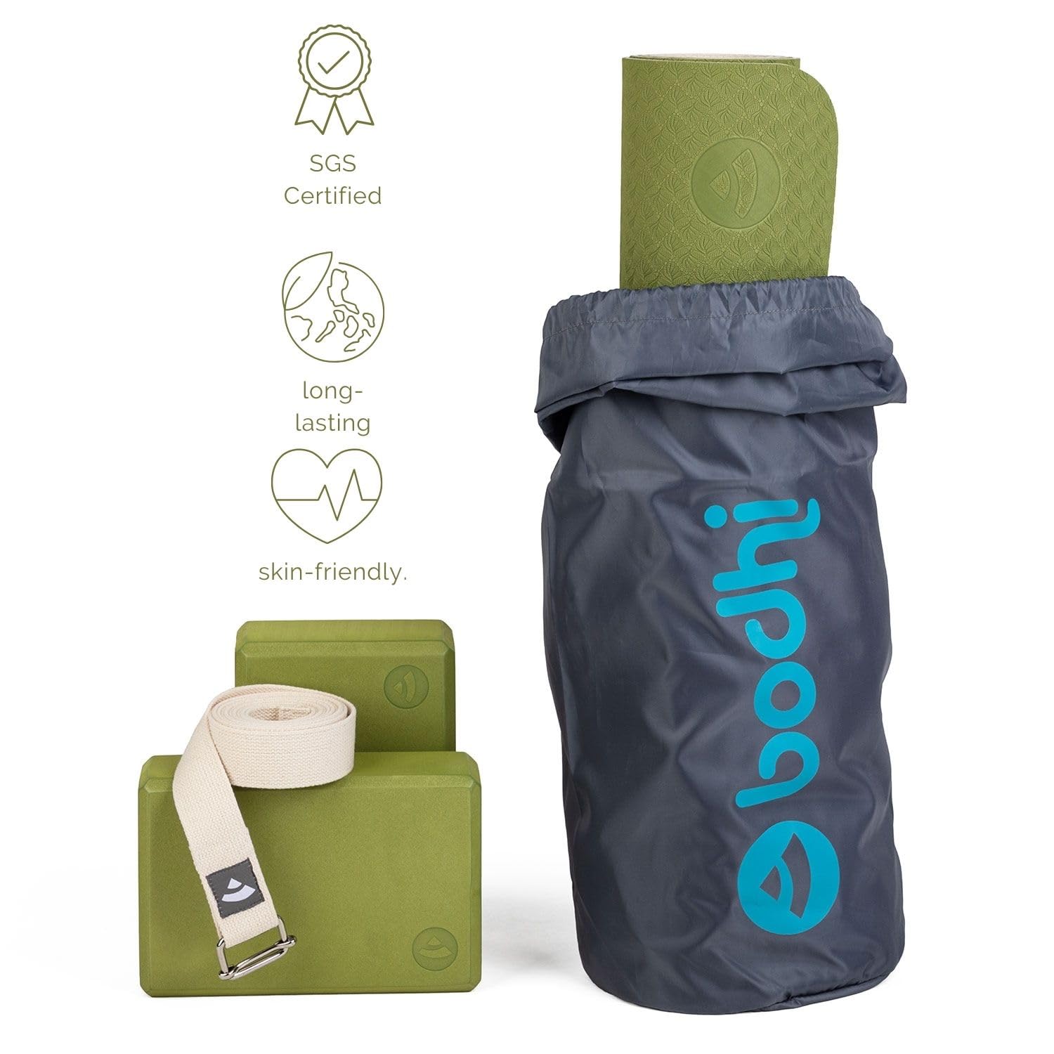 Bodhi - Kit Yoga Complet pour débutants Flow avec Tapis de Yoga, Brique et Sangle