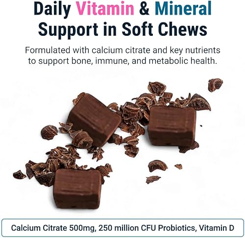 Miniatura 4 de BariatricPal Masticables suaves de citrato de calcio sin azúcar, 500 mg con vitamina D y probióticos, chocolate y menta, 90 unidades (suministro de