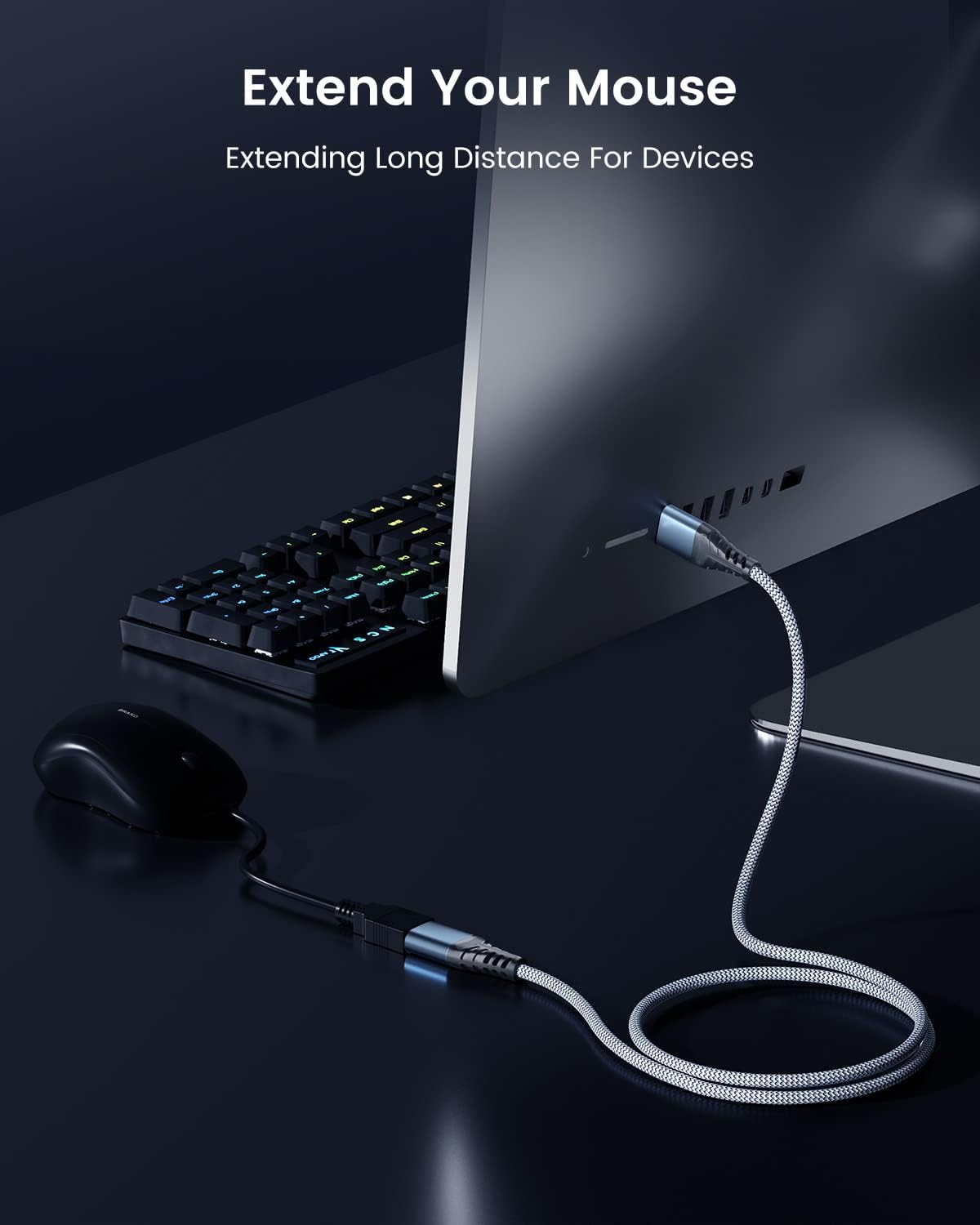 ANDTOBO Cavo Prolunga USB 3.0 2M, USB 3.0 Tipo A Maschio a Femmina Cavi di Estensione Trasferimento dati ad alta Velocità 5Gbps Compatibile con Gamepad, Stampante, Webcam, Tastiera USB, unità flash