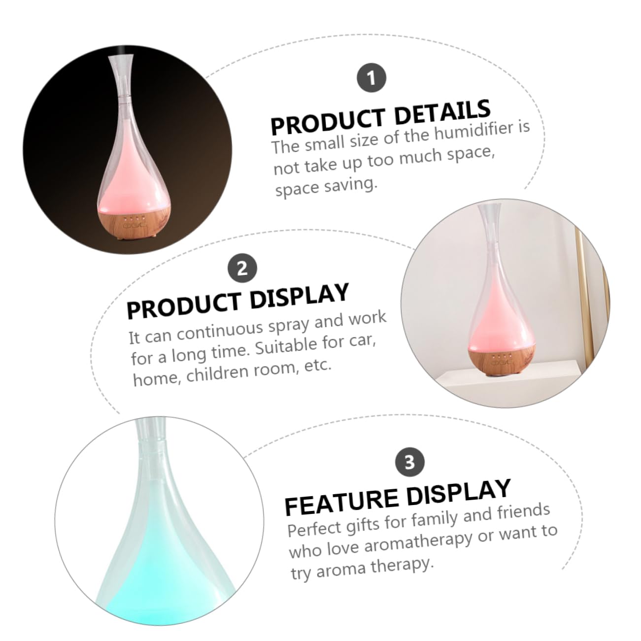 Hemobllo 1pezzi Diffusore di Aromi in Legno Umidificatore per Casa Luce Notturna Nebulizzatore per Aromaterapia per Aggiungere Umidità e Godersi una Vita