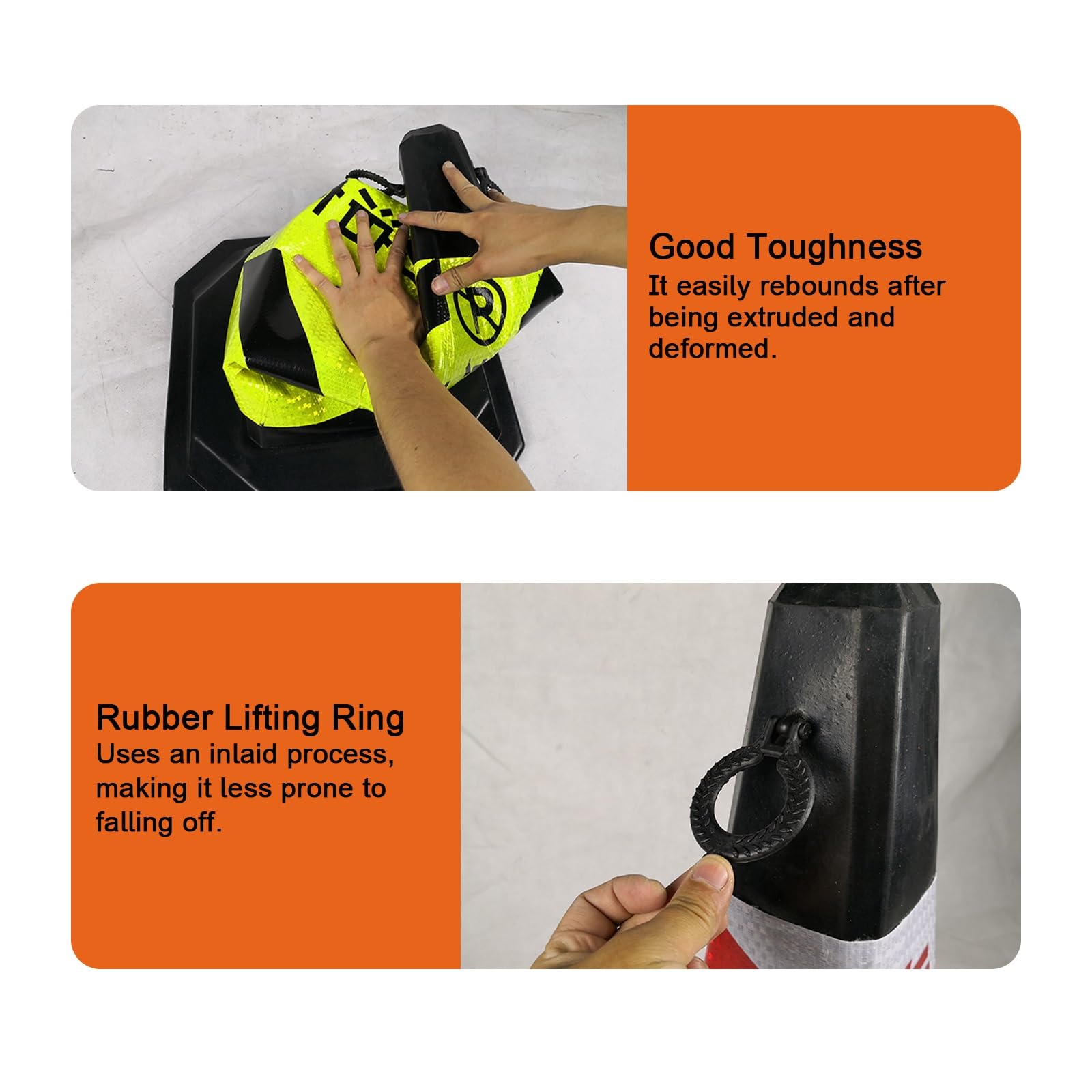 Conos Señalizacion, Postes Flexibles de Tránsito, con 2 Asas, Resistente a la Presión, Colores Llamativos, Ideal para Zonas de Construcción y Prácticas de Conducción(Green)