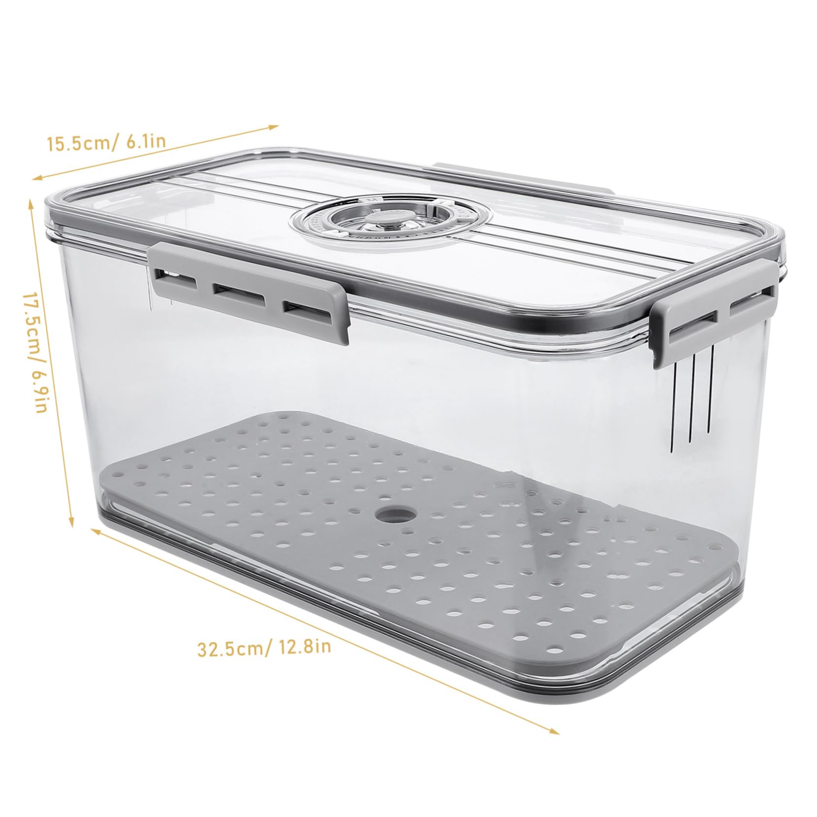 DECHOUS Contenitore con Coperchio, Scatola Frigo Ermetica in Pet, Organizer per Frutta e Verdura con Piastra Drenante, per Cucina e Armadietti