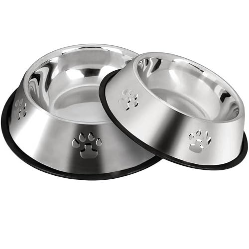 2 Cuencos para Gatos de Acero Inoxidable, Comederos para Cachorros