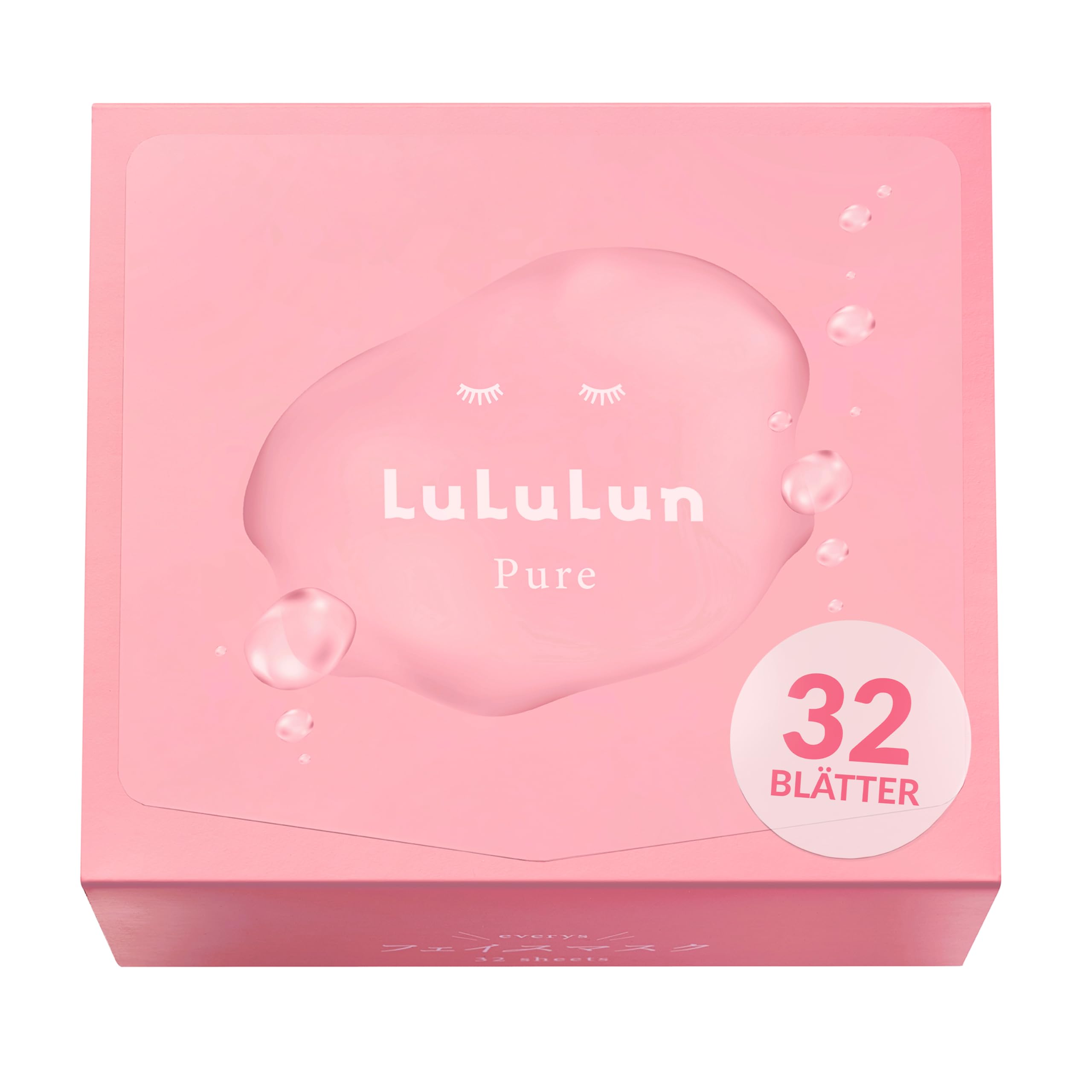 Lululun 32 EA Daily Face Masks Skincare For Dry Skin, Hydrating Face Mask for Women & Men with Cranberry & Seaweed Extracts, Moisurizing Face Mask Sheet, Japanese Face Masks Skin Care, PURE PINK 7 Sheet - OVER45 Moist
