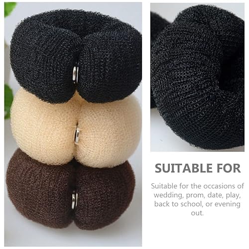 Miniatura 9 de Moldeador de donas grande, 6 piezas para hacer moños de cola de caballo, moño, moño de dona, bandas elásticas para el cabello, moldeador de donas