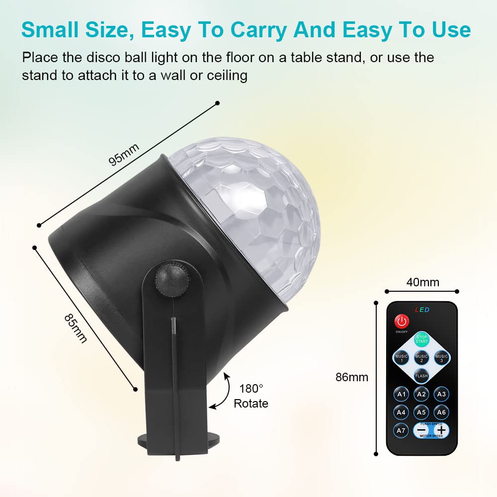 URAQT Luci Discoteca LED, 360 ° Ruotabile Musica Attivata Telecomando Luci da Festa, 7 RGBP Colori Fari per Illuminazione Palco per Natale, Bar, Club, Festa, Riunione di Famiglia (2 Pezzi)