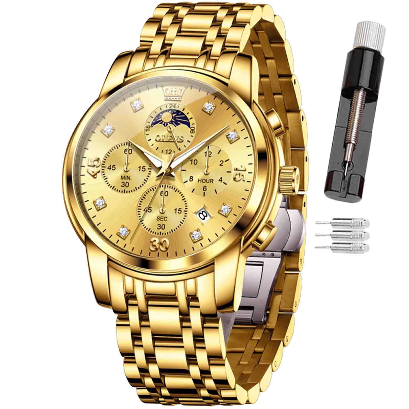 OLEVS Herren-Multifunktions-Uhr, mehrere Zifferblätter, wasserdicht,Leuchtend,Chronograph, Herrenuhr mit Datum für Herren, Edelstahl-Uhren für Herren