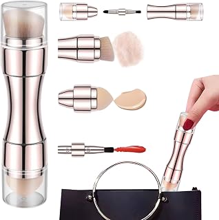 Face Brushes Makeup 4 in 1 Retractable | Travel Face Makeup Lip Brush for Blush Liquid Powder Eyebrow Concealer Tool Women Girls Beginners Home Office Outdoor Party