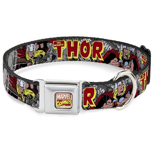 Buckle-Down Collar de Perro con Hebilla de cinturón de Seguridad - The Mighty Thor Action Poses