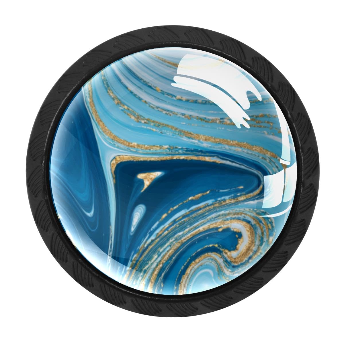 Heoeh Multi 1 4 Pcs Kitchen Cabinet Knobs, Cyan Gold Marble Drawer Knobs Dresser Handles