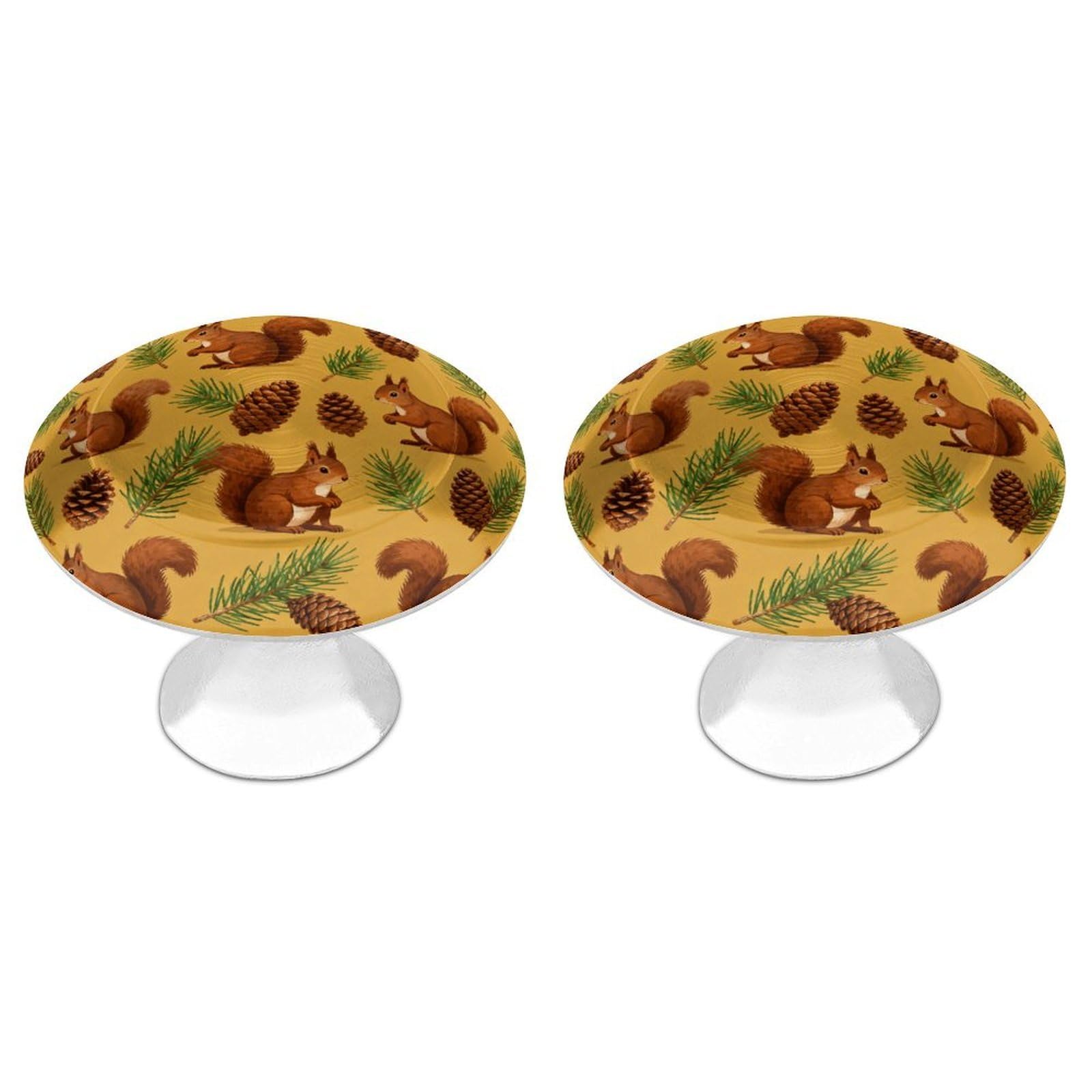 DWVTSLH Squirrel Pinecone Cabinet Handles 2 Pack Stainless Steel Kitchen Drawer Pulls with Installation Screws Round Dresser Drawer Knobs 1.1 Inch Modern Cabinet Hardware Door Handles