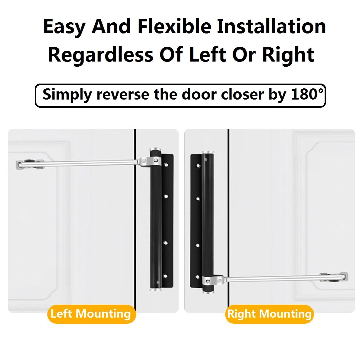 Door Closer, Rod Door Closer, Automatic Door Spring, Stainless Steel Adjustable Door Recliner with Screwdriver for Quiet Room Doors for Outdoor Interior Door Garden Gate (Black) — Amazon image 3