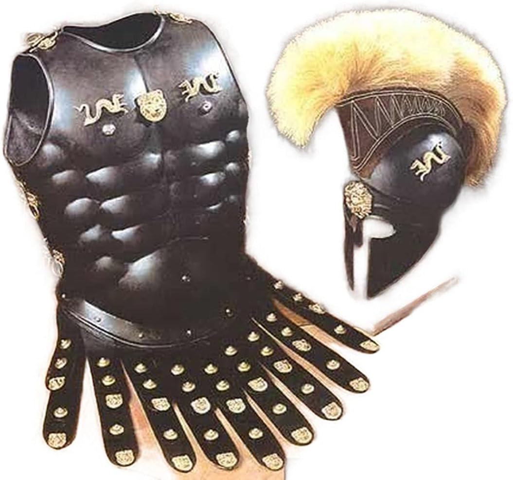 NauticalMart Halloween Costume Collectible Greek Roman Muscle Armor with Black Corinthian Helmet