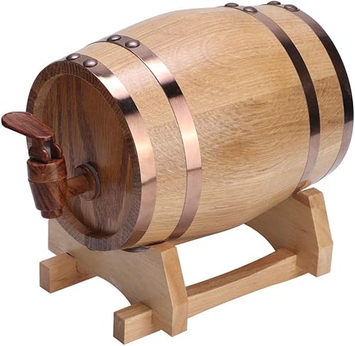 Miniatura 6 de Barril de barril de vino de madera, 1L Mini portátil de roble para el hogar, color madera con cerveza dorada Bourbon Tequila RumHoop