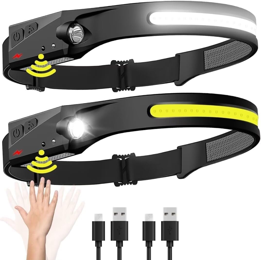 LeuKoles Led Headtorch, 350LM Head Torch, 1200MAH Rechargeable USB C Lightweight Headlamp, Lightweight Waterproof Head for Camping Running Fishing