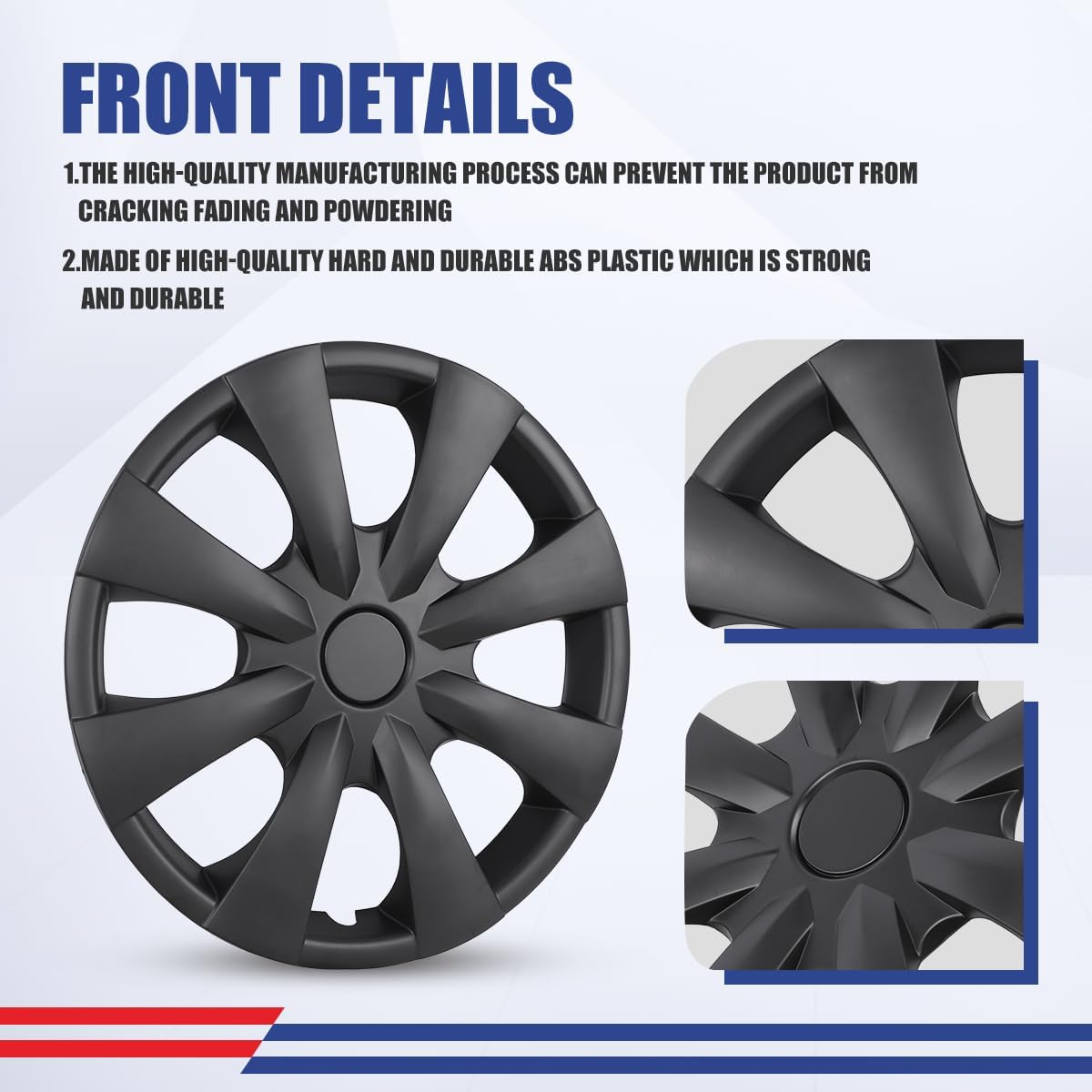 WolfX 15 Inch Hubcaps Set of 4 Wheel Rim Cover for Toyota Corolla 2009-2019 (Only Fit for Steel Hub) ABS+PC Material Wheel Rim Hub Cap Replacement, (5093G, Black Matte)