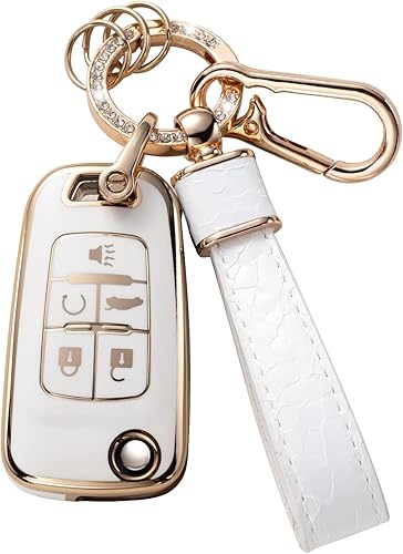 Funda para llavero Chevy con llavero, funda protectora de 5 botones para Chevy Camaro Equinox Cruze Sonic Malibu GMC Terrain y Buick Lacrosse Regal