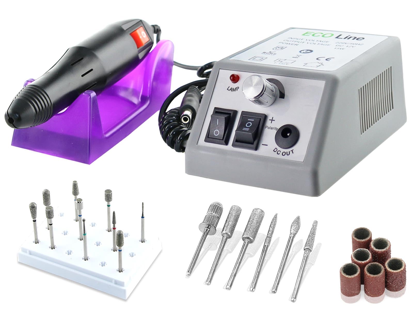Elektrische Nagelfeile mit 10 Aufsätzen Fußpflegegerät Maniküre Pediküre | Fräser Nagelfräser Schleifgeräte Set Diamantschleifer Fußpflege Set zur Nagelpflege für Hände & Füße
