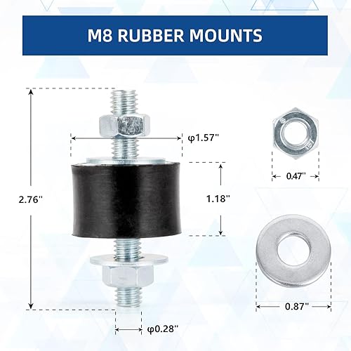 Miniatura 15 de Tornillos de goma amortiguadores M8 1.181x0.787 in 4 unidades de aislamiento de goma antivibraciones Cilíndrico Montaje de aislamiento de vibración
