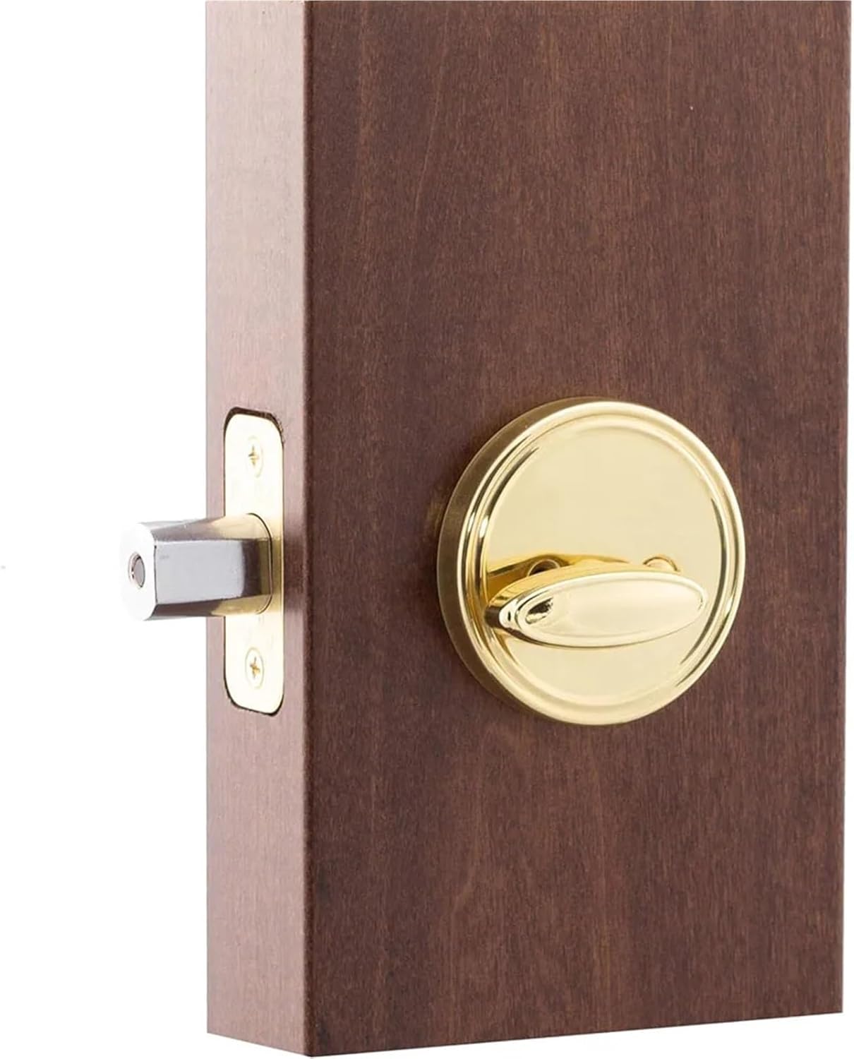 Single Cylinder Round Deadbolt Lock with Keys with Gold for Door Entrance 1Pcs