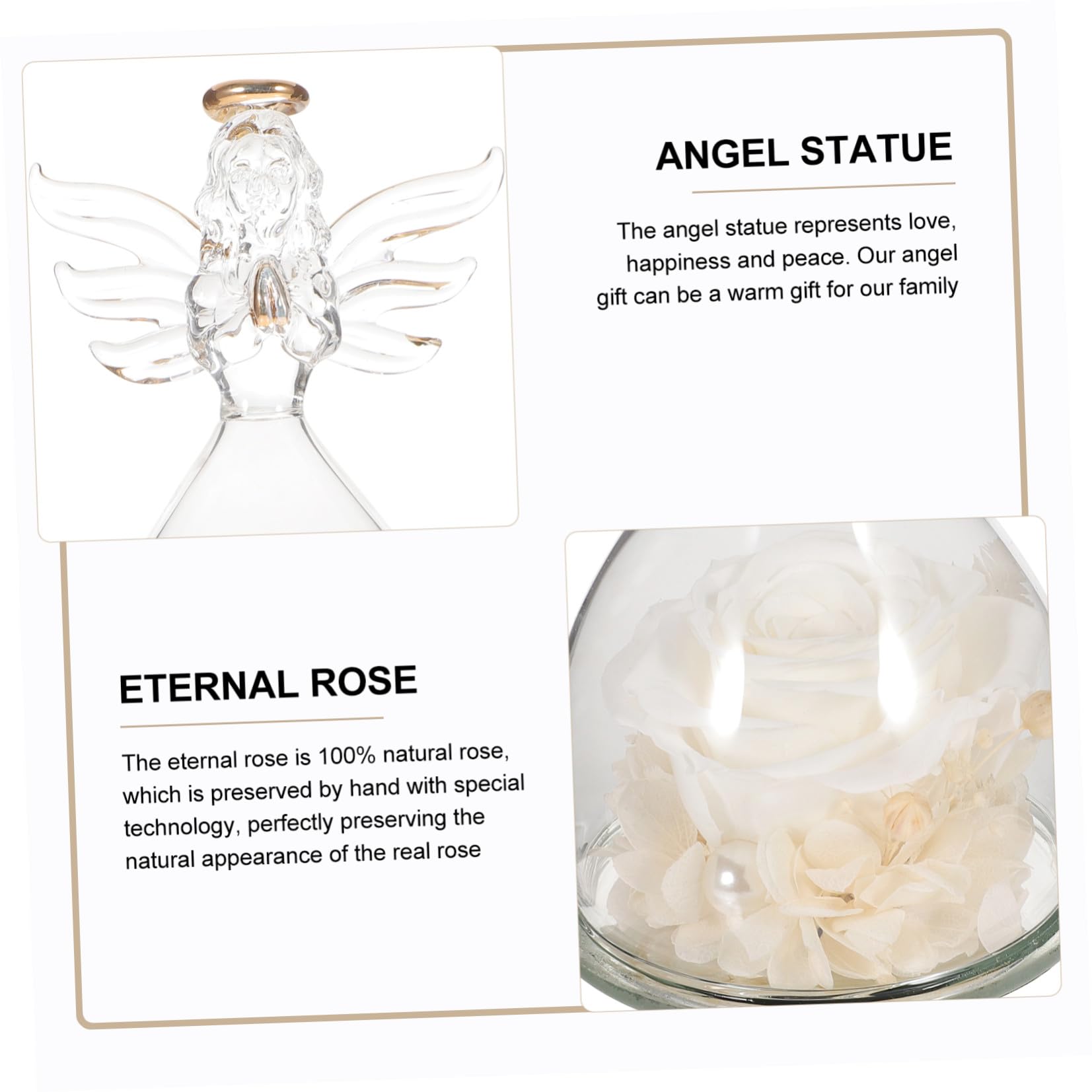 Decorazione Romantica con Bianca e Statua Angelo in Vetro, Copertura a Cupola per Arredamento Casa e Ufficio, Idea Regalo San