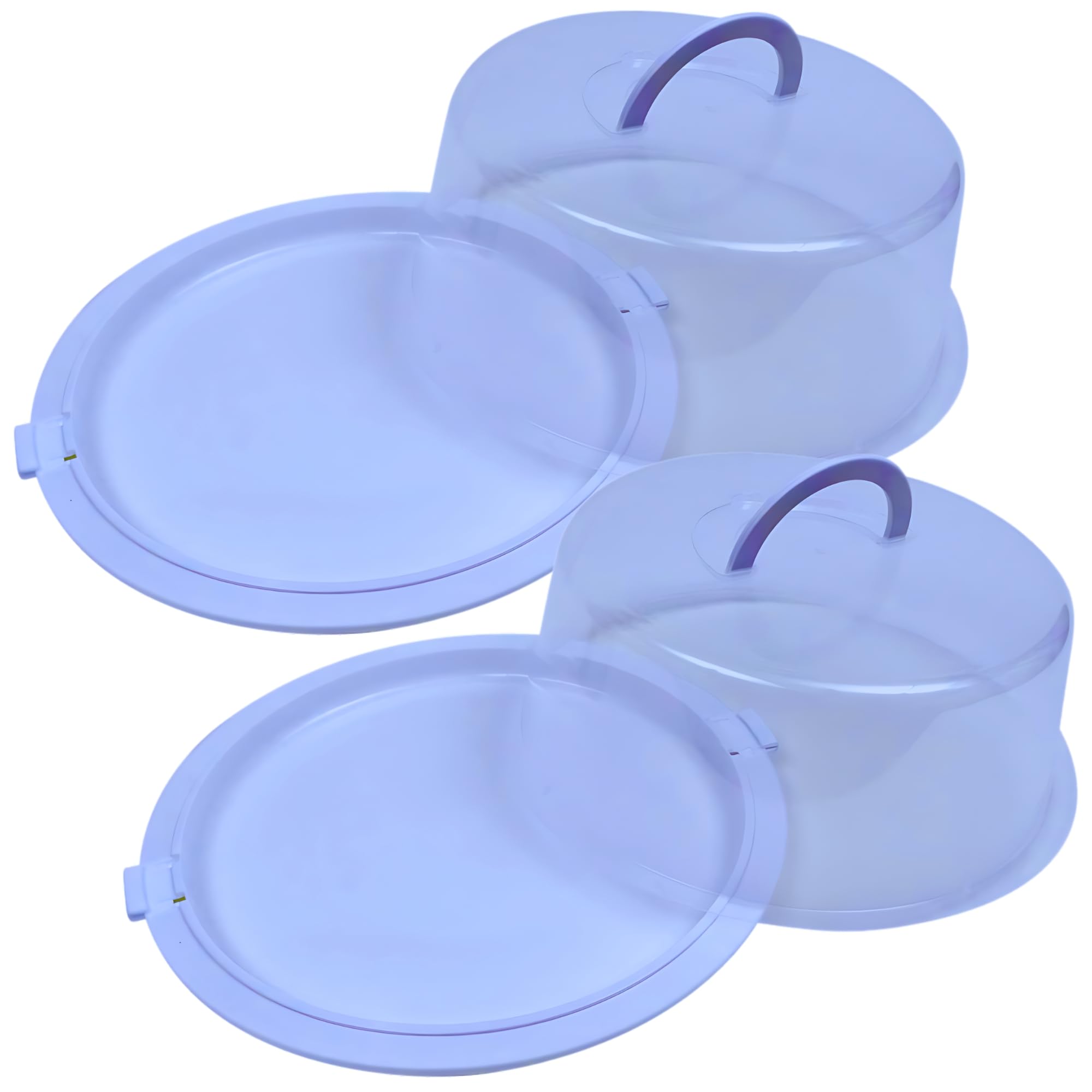 (2) Reusable Plastic Cake Container with Lid, 12x4.75 in. Clear Transparent Pies Keeper Pastry Dome Carrier Dessert Presentation Home Kitchen Gift Food Organizer & CUSTOM Storage Carrier