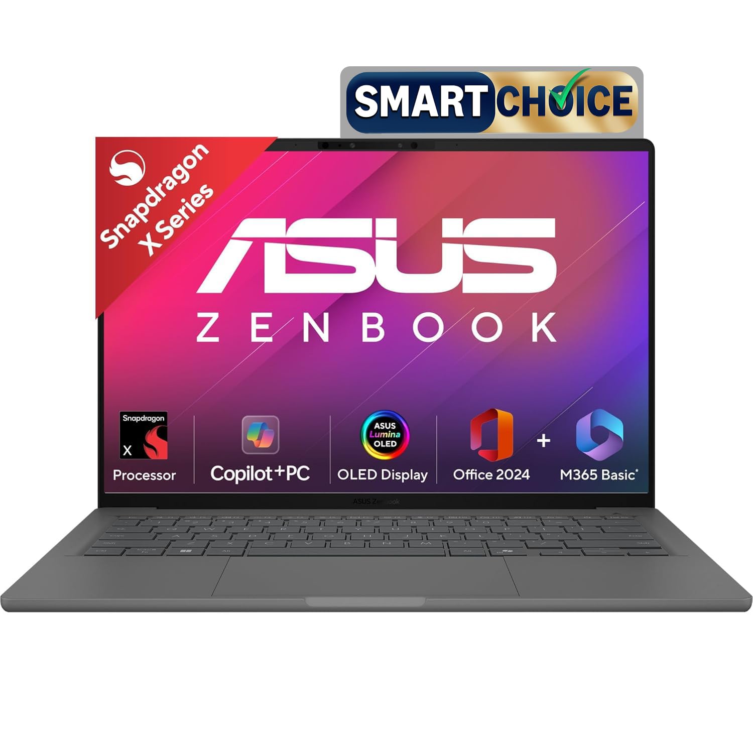 ASUS Zenbook A14,Snapdragon X,Copilot+ AI PC(Qualcomm Adreno iGPU/45TOPS/16GB/512GB/FHD+/14"/Backlit Keyboard/70WHr/Windows 11/M365 Basic(1Year)*/Office Home 2024/Iceland Gray/0.98 kg)UX3407QA-QD259WS-image-11