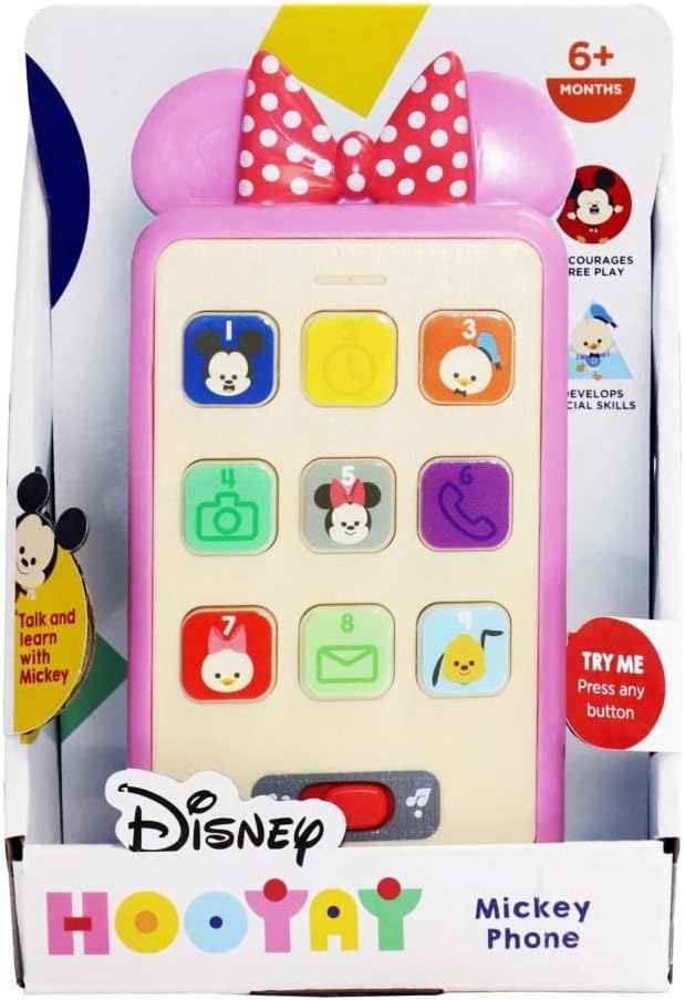 Disney Hooyay Minnie Mouse Cell Phone Lights and Sounds for Learning Numbers and Shapes Voiced by Minnie, Multi (20710)