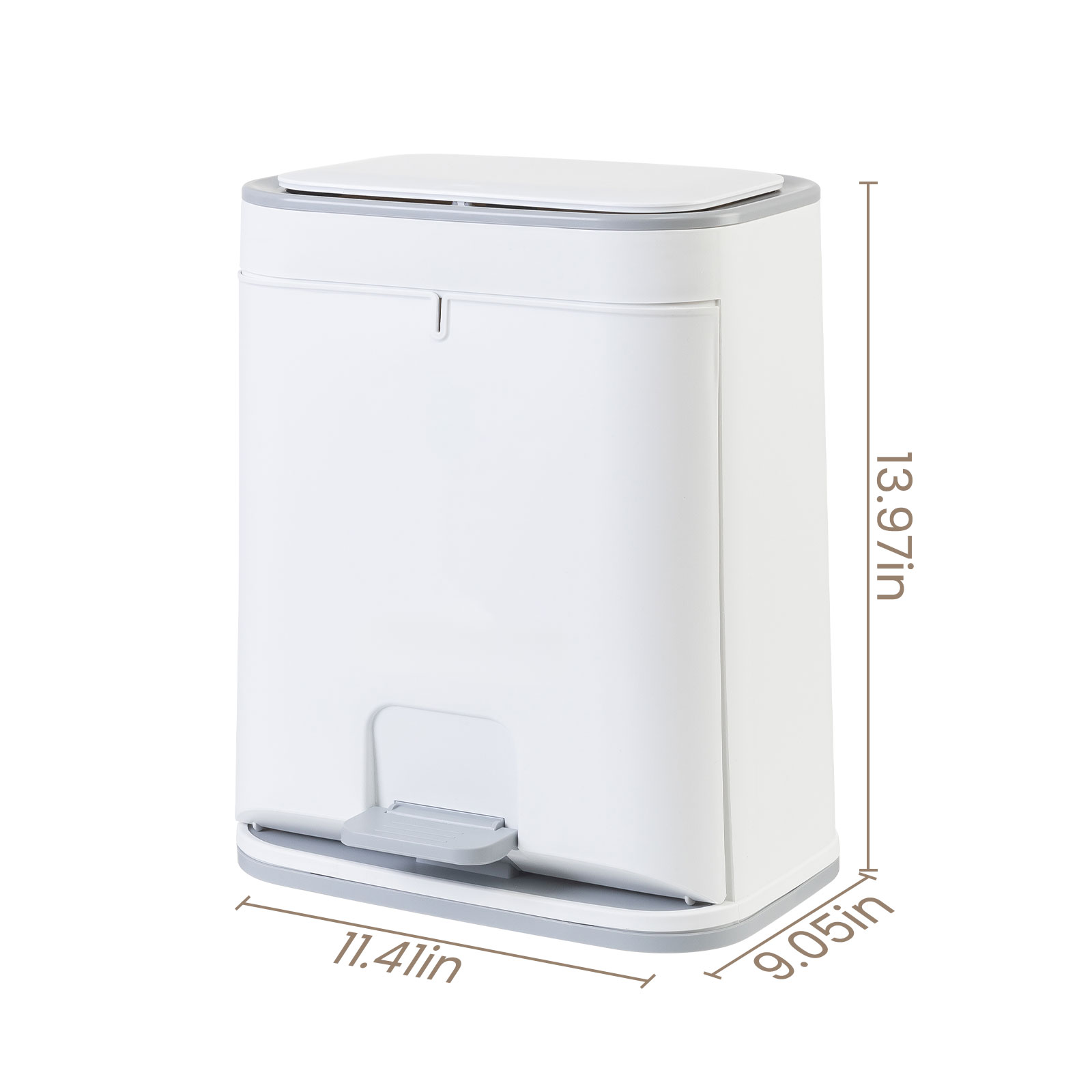 Image of Procade Office Trash Can with Lid, 3 Gallon Bathroom Garbage Can, Narrow Plastic Trash Bin with Press top Lid and Pedal, Slim Gray Trash Can Waste Basket for Room, RV,Dorm.