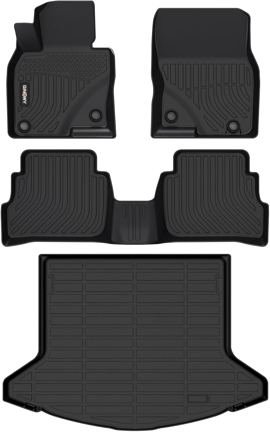 GINOWY- Floor Mats Cargo Liner Set for Mazda CX-5 2023 2024 2025, TPE All Weather Protection Car Mats for Mazda CX5 2024 Non-Slip Trunk Mat Floor Liners Waterproof CX5 Accessories Mats Black