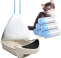 XUEPETT 120 Pack Drawstring Cat Litter Bags for Litter-Robot 3/4 - Heavy Duty 25.2x15.7 Inch Liners, Tear-Resistant Waste Bags