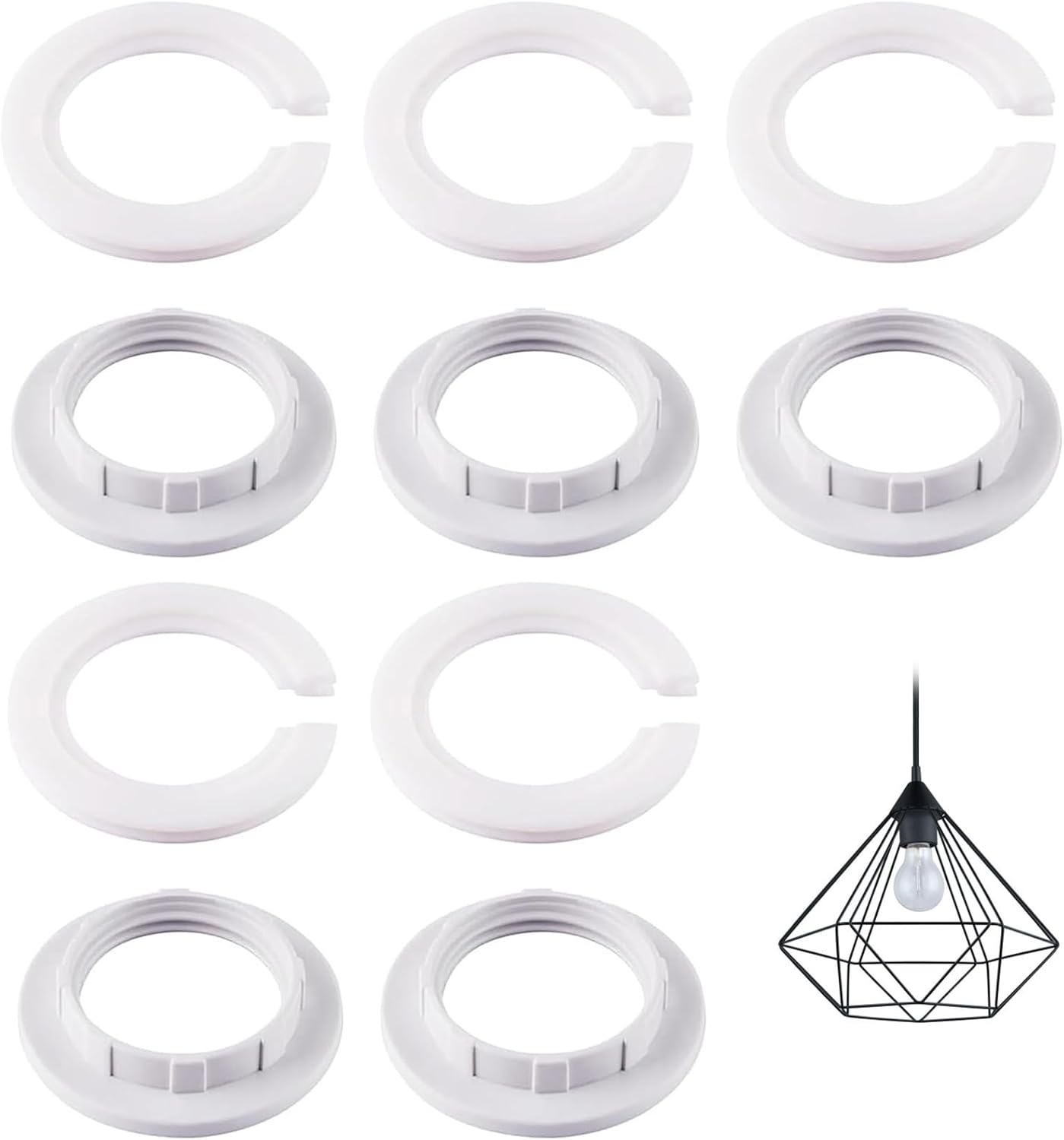 10 PCS Lampshade Reducer Ring Set, E27 to E14 Lamp Shade Reducer Ring, Light Shade Adapter