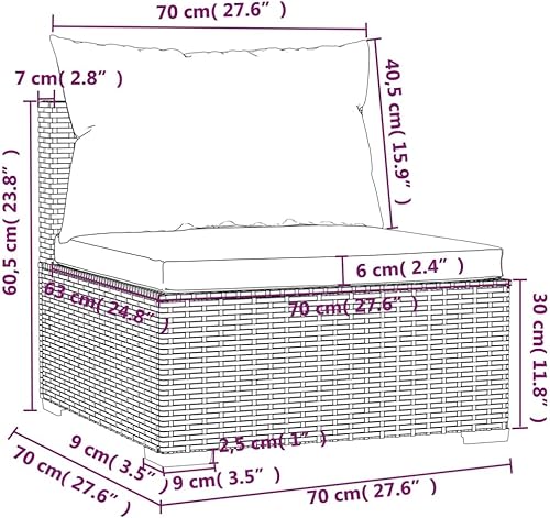 Miniatura 8 de Juego de 10 piezas de salón de patio con cojines, muebles de patio al aire libre, juego de muebles de patio, asientos al aire libre, sofá seccional