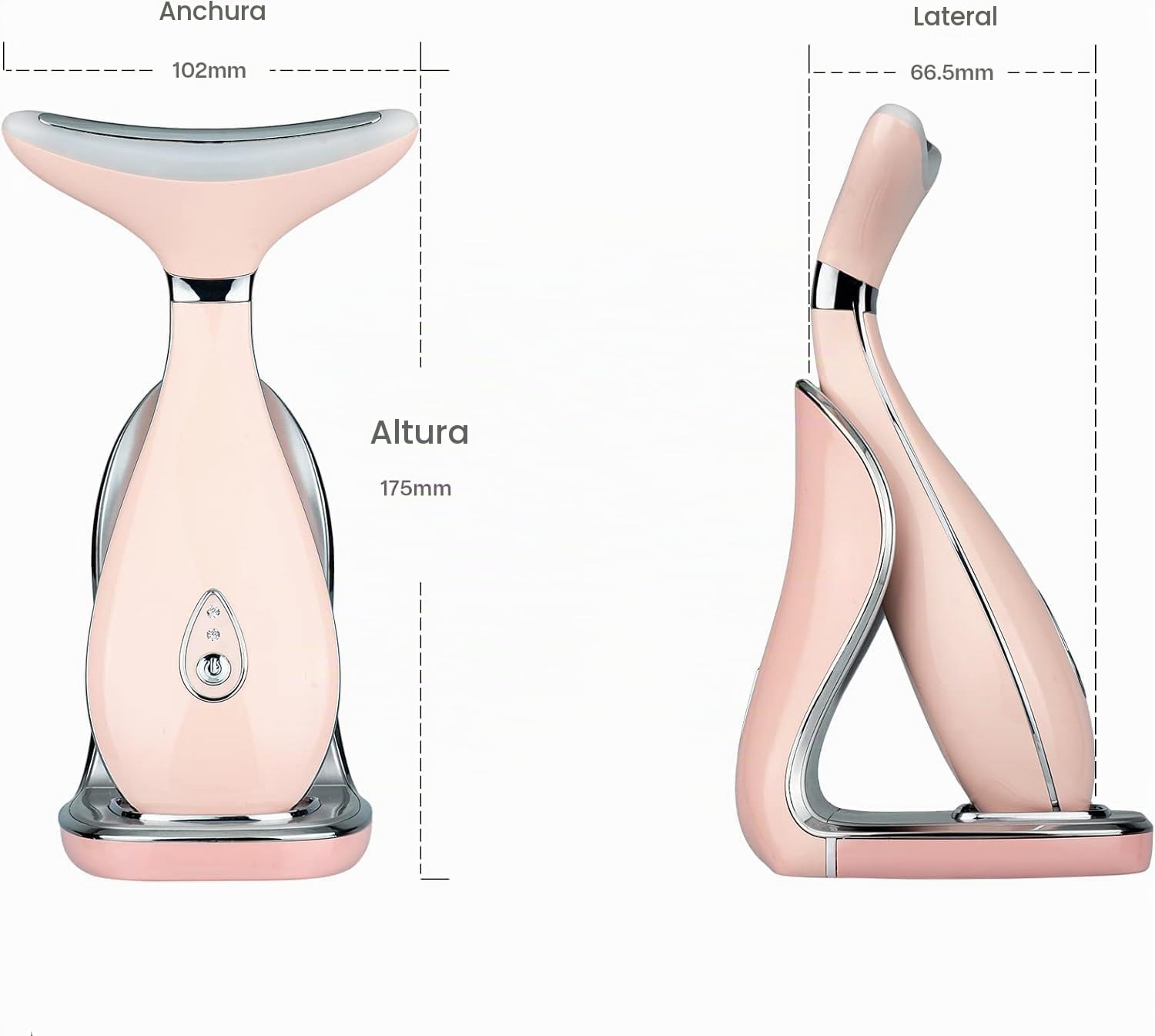 VRAIKO Lily Masajeador de Cuello y Rostro, Herramienta de Esculpido Facial, Rejuvenecimiento con Calor, LED Triple Acción y Vibración, Anti-Edad, Lifting y Tensado (Rosa)