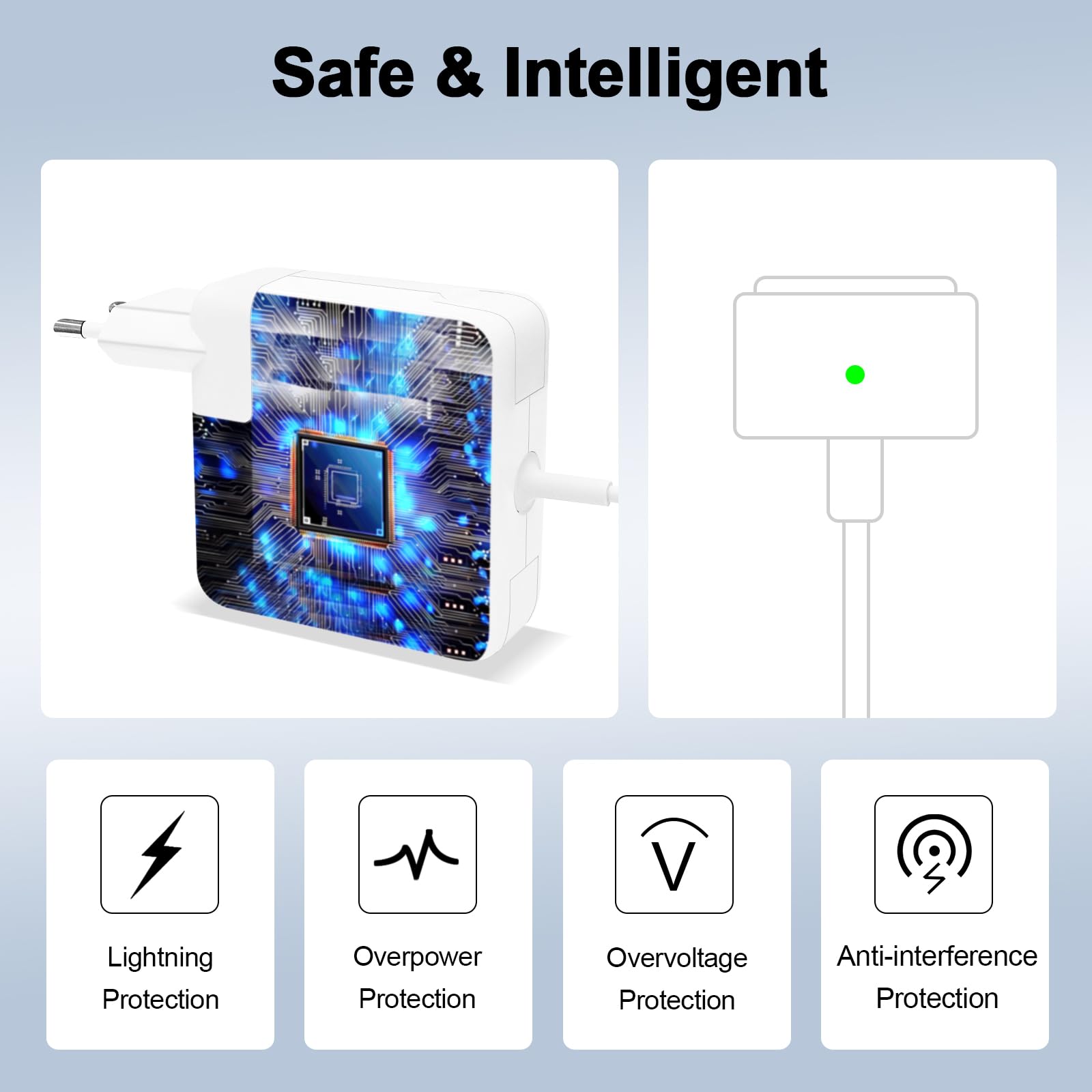 45W T-Tip Caricatore MacBook Air, Adattatore T-Tip 45W Rapido Compatibile con Mac Book Air 11 pollici e 13 pollici 2012-2017, per i modelli A1435, A1436, A1465, A1466